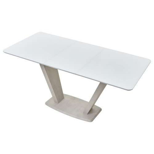 Стол Прага 120 БЕЛЫЙ, стекло/ КАМЕНЬ СВЕТЛЫЙ М-City