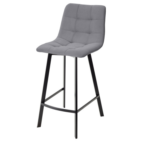 Полубарный стул CHILLI-QB SQUARE серый #27, велюр / черный каркас (H=66cm) М-City