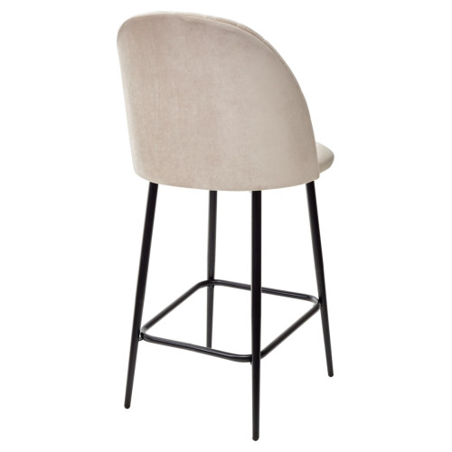 Полубарный стул НИРВАНА, цвет светло-бежевый B-02, велюр / черный каркас H=63cm М-City