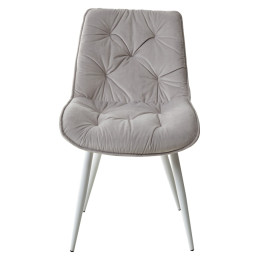 Стул MONACO UF910-02 LIGHT GREY, велюр/белый каркас M-City