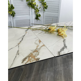 Стол CREMONA 160 KL-188 Контрастный мрамор / белый каркас М-City