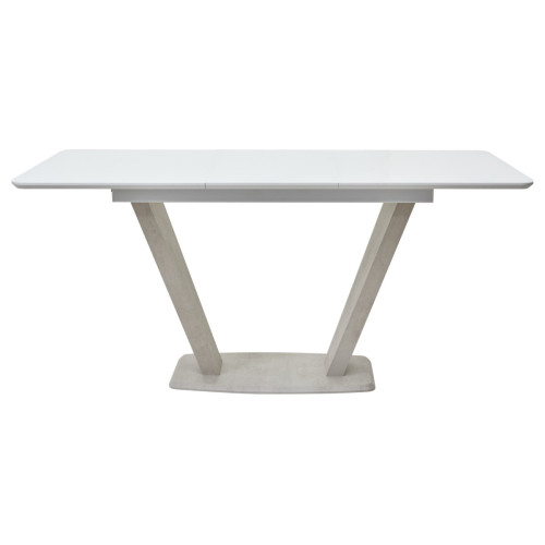 Стол Прага 120 БЕЛЫЙ, стекло/ КАМЕНЬ СВЕТЛЫЙ М-City