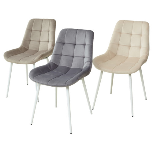 Стул ХОФМАН, цвет бежевый #H06, велюр / белый каркас 4 шт./1 к М-City