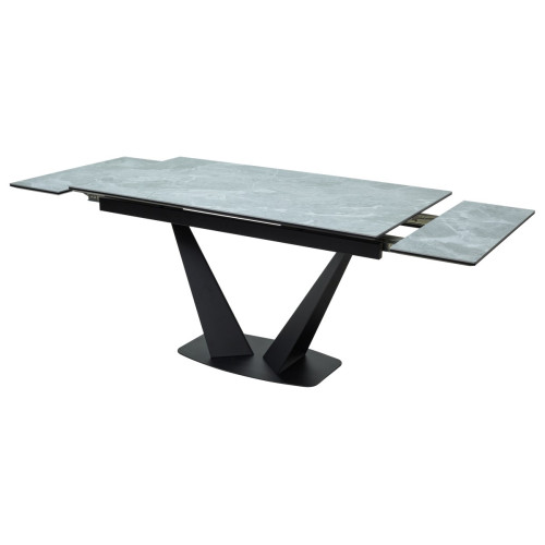 Стол Ниагара 140 Серый мрамор, керамика / черный каркас М-City