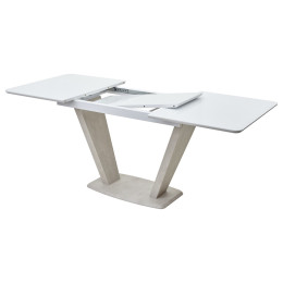 Стол Прага 120 БЕЛЫЙ, стекло/ КАМЕНЬ СВЕТЛЫЙ М-City
