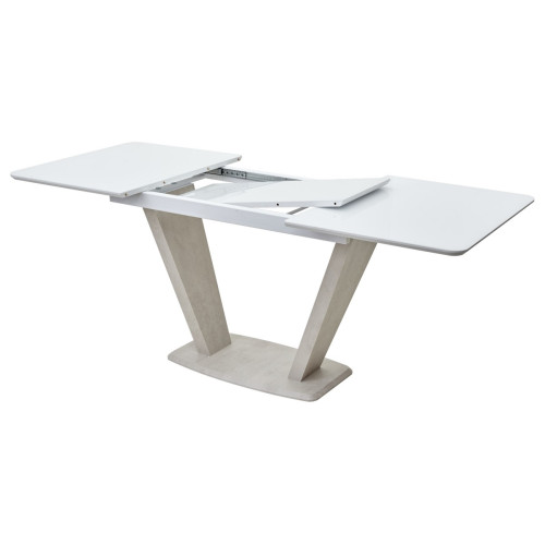 Стол Прага 120 БЕЛЫЙ, стекло/ КАМЕНЬ СВЕТЛЫЙ М-City