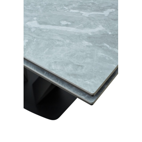 Стол Ниагара 140 Серый мрамор, керамика / черный каркас М-City