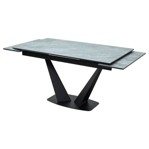 Стол Ниагара 140 Серый мрамор, керамика / черный каркас М-City