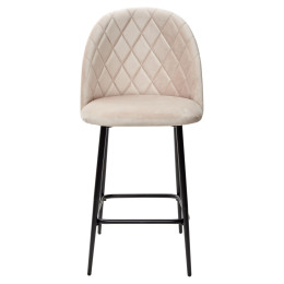 Полубарный стул НИРВАНА, цвет светло-бежевый B-02, велюр / черный каркас H=63cm М-City