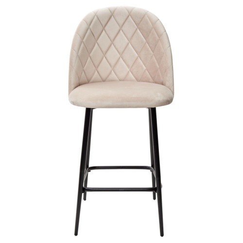 Полубарный стул НИРВАНА, цвет светло-бежевый B-02, велюр / черный каркас H=63cm М-City