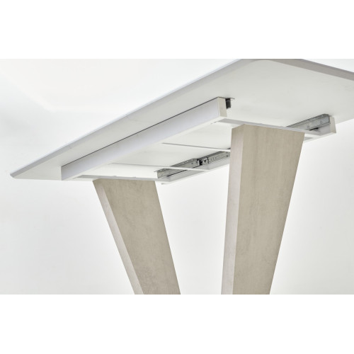 Стол Прага 120 БЕЛЫЙ, стекло/ КАМЕНЬ СВЕТЛЫЙ М-City