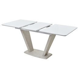 Стол Прага 120 БЕЛЫЙ, стекло/ КАМЕНЬ СВЕТЛЫЙ М-City