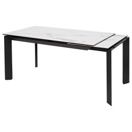 Стол CREMONA 160 MATTE STATUARIO Белый мрамор матовый, керамика/ черный каркас М-City