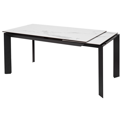 Стол CREMONA 160 MATTE STATUARIO Белый мрамор матовый, керамика/ черный каркас М-City