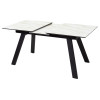 Стол Морис 140 Бежевый мрамор, стекло/черный каркас М-City