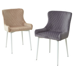 Стул САЛЬЕРИ, цвет бежевый #C03, велюр / белый каркас М-City