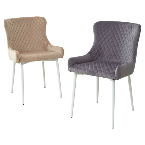 Стул САЛЬЕРИ, цвет бежевый #C03, велюр / белый каркас М-City