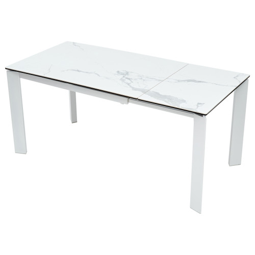 Стол CORNER 120 HIGH GLOSS STATUARIO керамика/ белый каркас М-City