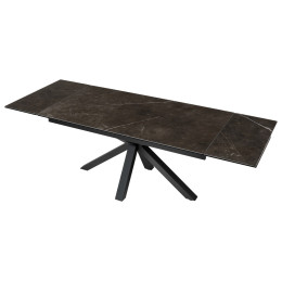 Стол ALTO 160 KL-135 Темно-серый мрамор матовый, итальянская керамика/ BLACK М-City