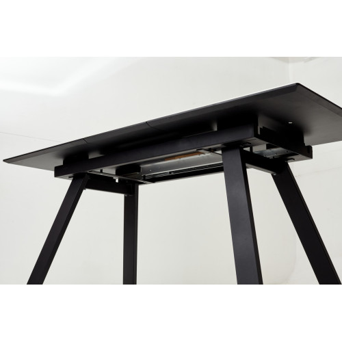 Стол Морис 140 Бежевый мрамор, стекло/черный каркас М-City