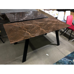 Стол Морис 140 БРАУН, стекло / черный М-City