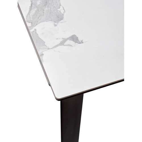 Стол CREMONA 160 MATTE STATUARIO Белый мрамор матовый, керамика/ черный каркас М-City
