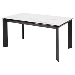 Стол CREMONA 160 MATTE STATUARIO Белый мрамор матовый, керамика/ черный каркас М-City
