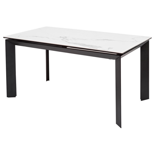 Стол CREMONA 160 MATTE STATUARIO Белый мрамор матовый, керамика/ черный каркас М-City