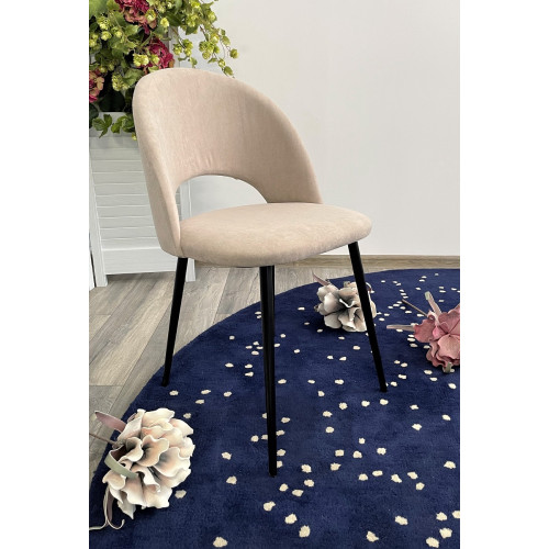 Стул РАМОУНЗ, цвет бежевый #V04, велюр/ черный каркас М-City