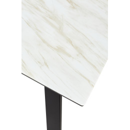 Стол Морис 140 Бежевый мрамор, стекло/черный каркас М-City