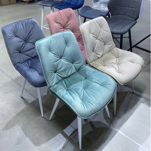 Стул MONACO UF910-15 LIGHT GREEN, велюр/белый каркас M-City