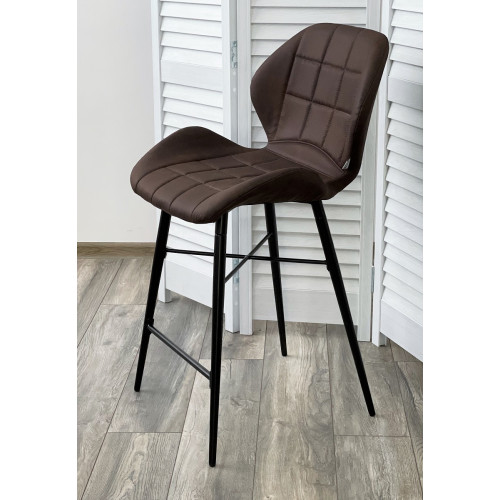 Полубарный стул MARCEL COWBOY-#800 темно-коричневый (H=65cm), ткань микрофибра М-City