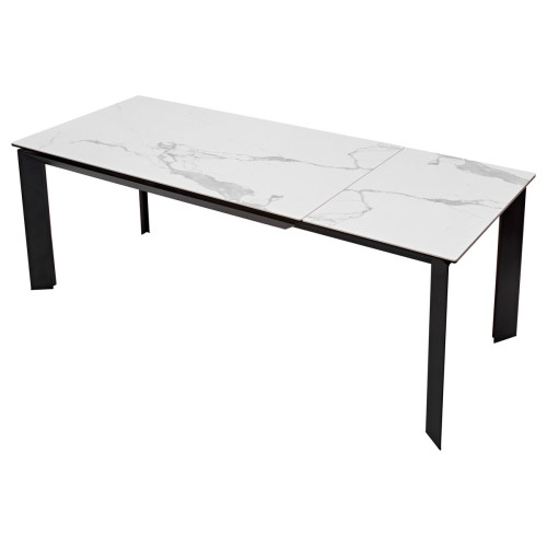 Стол CREMONA 160 MATTE STATUARIO Белый мрамор матовый, керамика/ черный каркас М-City