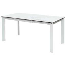 Стол CORNER 120 HIGH GLOSS STATUARIO керамика/ белый каркас М-City