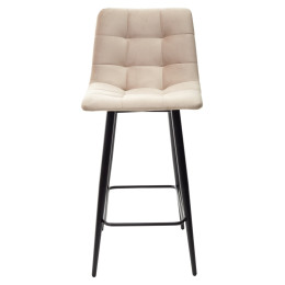 Полубарный стул CHILLI-QB бежевый #5, велюр / черный каркас (H=66cm) М-City