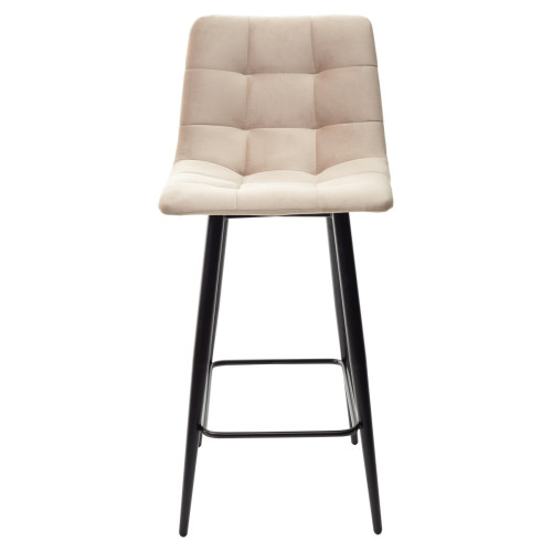Полубарный стул CHILLI-QB бежевый #5, велюр / черный каркас (H=66cm) М-City