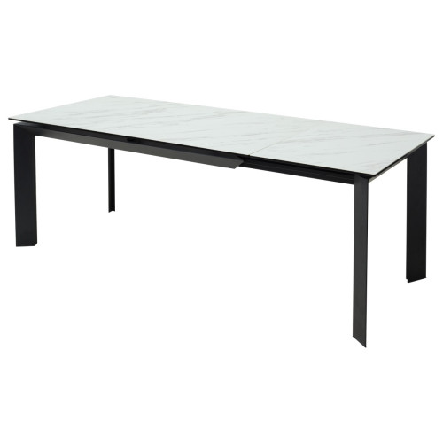 Стол CREMONA 140 KL-99 Белый мрамор матовый, итальянская керамика / черный каркас М-City