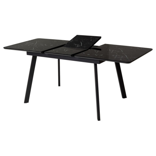 Стол АРУБА 140 ЧЕРНЫЙ МРАМОР, стекло / черный каркас М-City