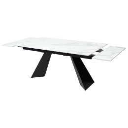 Стол Купер 160 Белый мрамор, стекло / черный каркас М-City