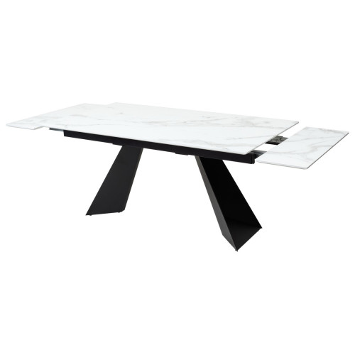 Стол Купер 160 Белый мрамор, стекло / черный каркас М-City