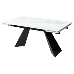 Стол Купер 160 Белый мрамор, стекло / черный каркас М-City