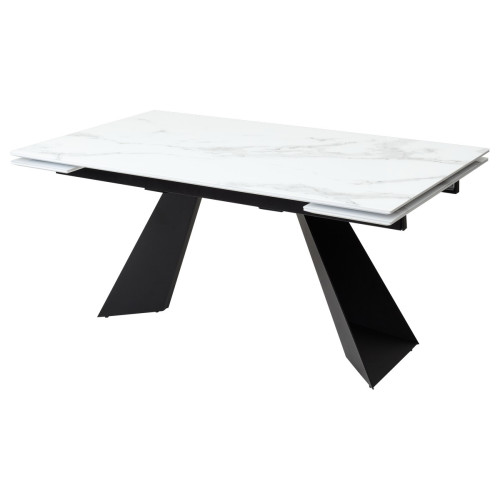 Стол Купер 160 Белый мрамор, стекло / черный каркас М-City