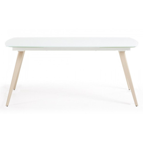 Стол ELIOT 140 Super white glass+Wood М-City