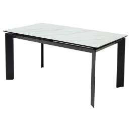 Стол CREMONA 140 KL-99 Белый мрамор матовый, итальянская керамика / черный каркас М-City