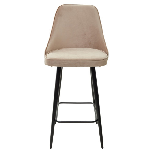 Полубарный стул NEPAL-PB БЕЖЕВЫЙ #5, велюр/ черный каркас (H=68cm) М-City