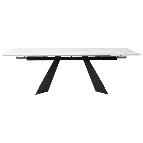 Стол Купер 160 Белый мрамор, стекло / черный каркас М-City