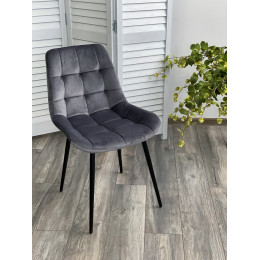 Стул ХОФМАН, цвет темно-серый B-27, велюр, 2шт./1к / черный каркас М-City