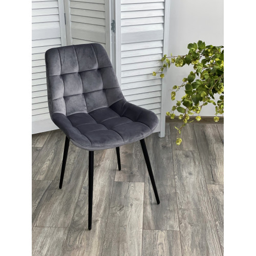 Стул ХОФМАН, цвет темно-серый B-27, велюр, 2шт./1к / черный каркас М-City