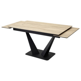 Стол Ниагара 140 Светлое дерево, итальянская керамика / черный каркас М-City