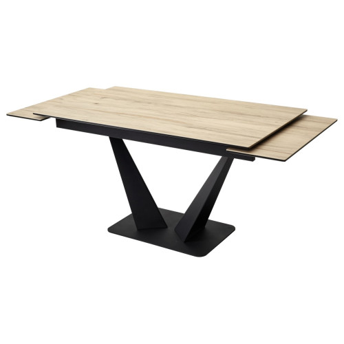 Стол Ниагара 140 Светлое дерево, итальянская керамика / черный каркас М-City